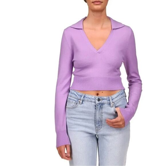 SANCTUARY Kick Back Collar Crop Sweater Size Small - Picture 1 of 9